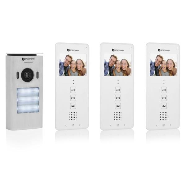 Smartwares Porttelefon med video för 3 lägenheter 20,5x8,6x2,1 c Vit
