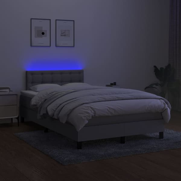 vidaXL Ramsäng med madrass & LED ljusgrå 120x200 cm tyg Grå