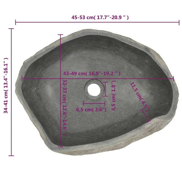 vidaXL Handfat flodsten oval 50 cm Taupe