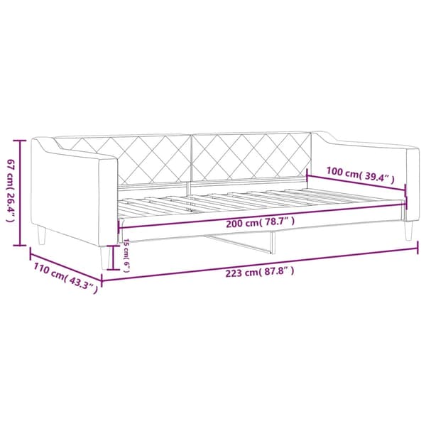 vidaXL Dagbädd ljusgrå 100x200 cm tyg Grå