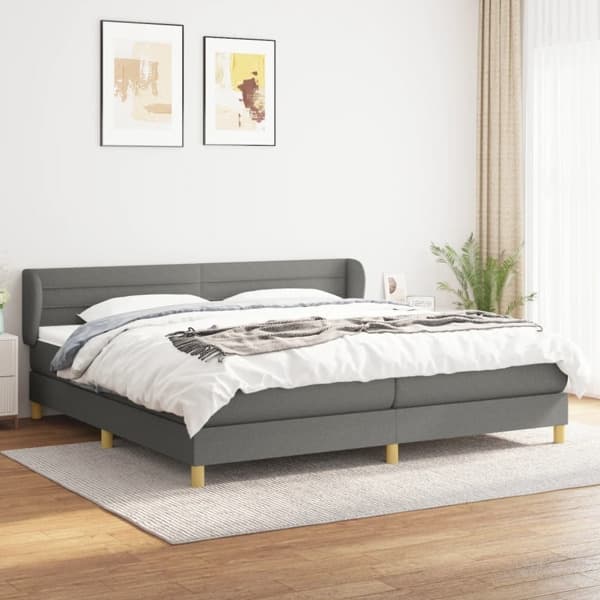vidaXL Ramsäng med madrass mörkgrå 200x200 cm tyg Grå