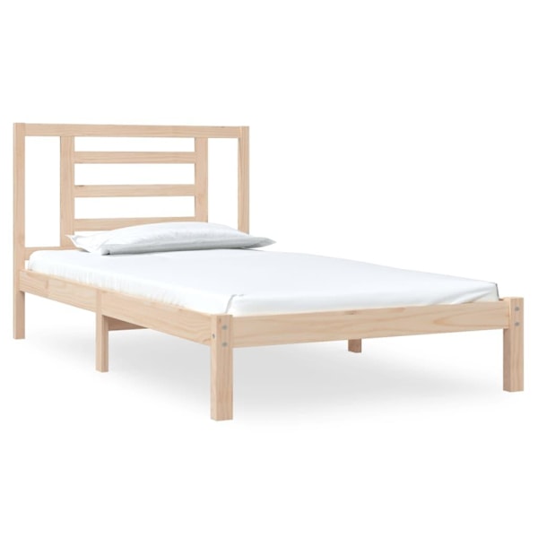 vidaXL Sängram massiv furu 90x200 cm Brun