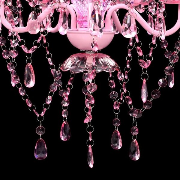 vidaXL Takkrona med kristaller 5 glödlampor rosa Rosa