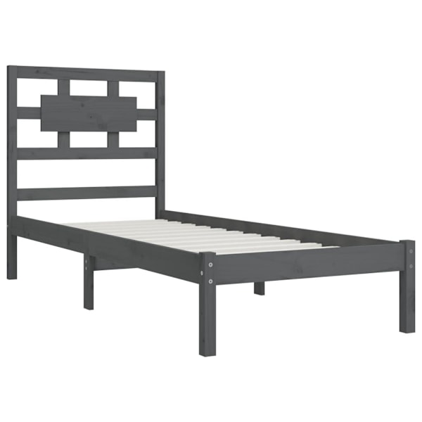 vidaXL Sängram grå massiv furu 100x200 cm enkelsäng Grå