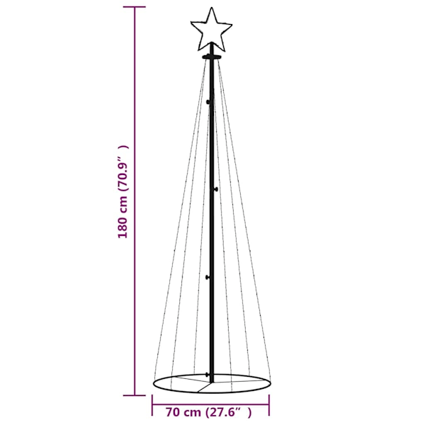 vidaXL Julgranskon färgglad 108 LEDs 70x180 cm Flerfärgsdesign