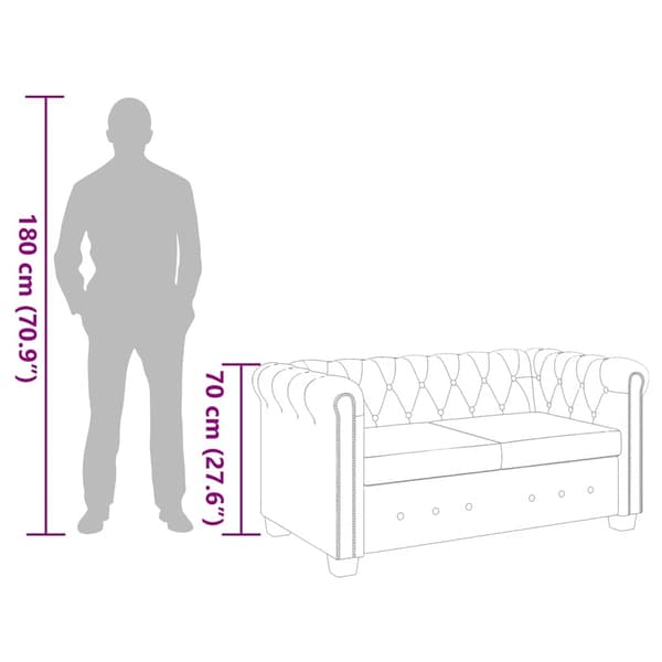 vidaXL Soffa Chesterfield i vit konstläder 2-sitsig Vit