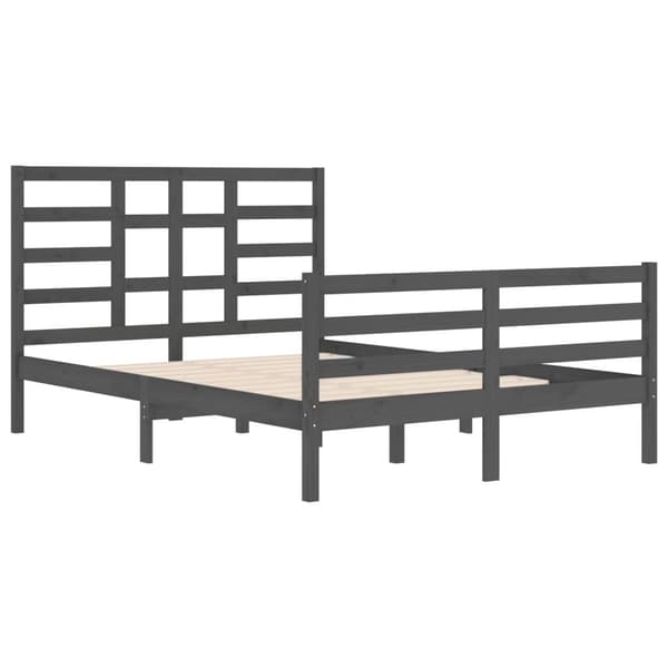 vidaXL Sängram grå massivt trä 140x190 cm Grå