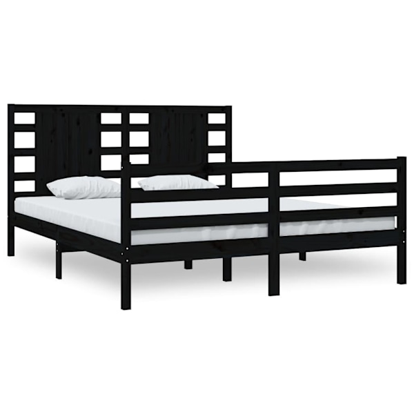 vidaXL Sängram svart massiv furu 160x200 cm Svart