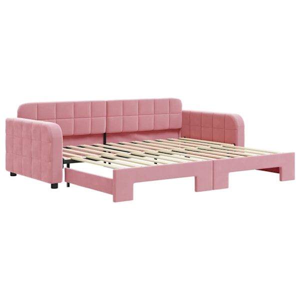 vidaXL Dagbädd utdragbar rosa 90x200 cm sammet Rosa
