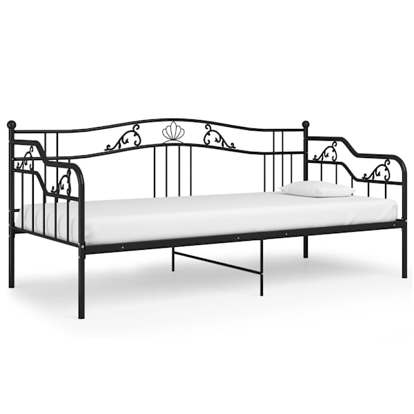 vidaXL Sängram bäddsoffa svart metall 90x200 cm Svart