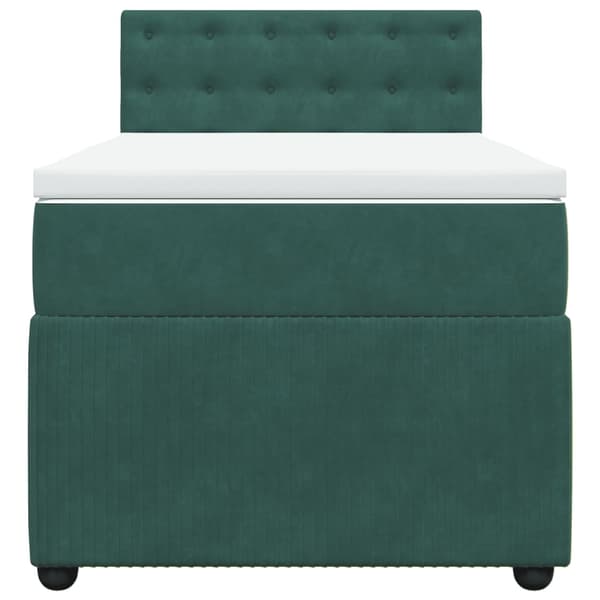 vidaXL Ramsäng med madrass mörkgrön 90x190 cm sammet Grön
