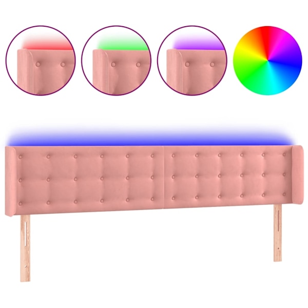 vidaXL Sänggavel LED rosa 183x16x78/88 cm sammet Rosa