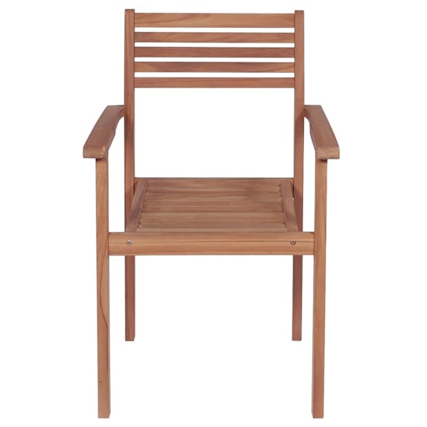 vidaXL Stapelbara trädgårdsstolar med dynor 6 st massiv teak Creme