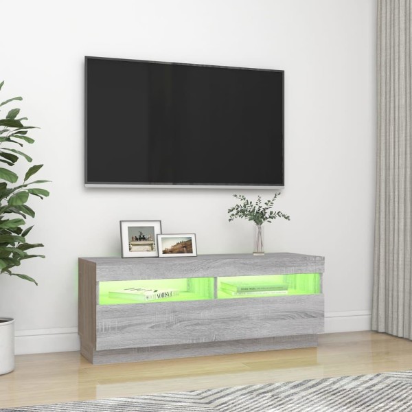 vidaXL Tv-bänk med LED-belysning grå sonoma 100x35x40 cm Grå