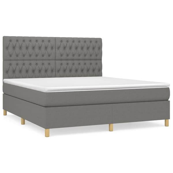 vidaXL Ramsäng med madrass mörkgrå 180x200 cm tyg Grå