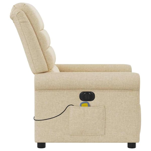 vidaXL Elektrisk massagefåtölj gräddvit tyg Kräm