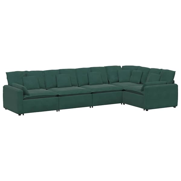 vidaXL Modulsoffa med dynor sammet mörkgrön Grön