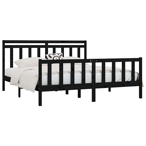 vidaXL Sängram svart massiv furu 200x200 cm Svart