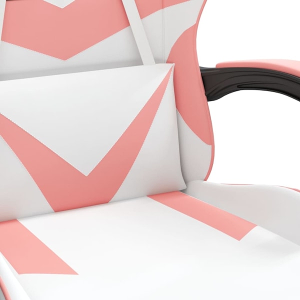 vidaXL Snurrbar gamingstol med fotstöd vit och rosa konstläder Rosa