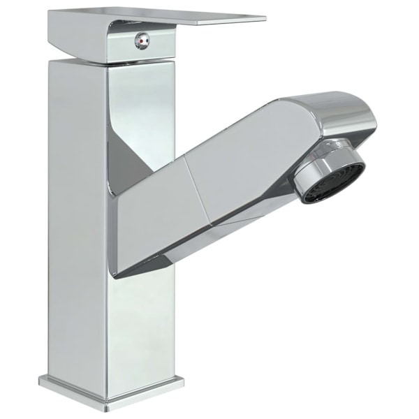 vidaXL Badrumsblandare med utdragbar pip kromad finish 157x172 mm Silver