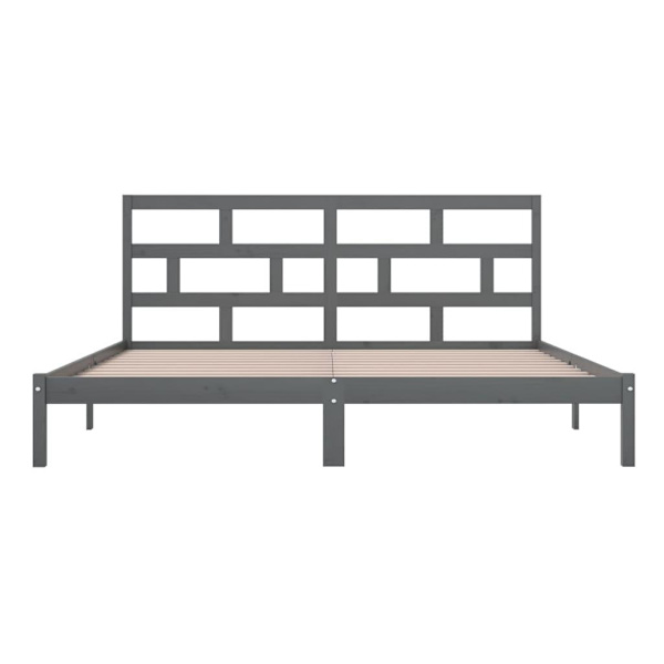 vidaXL Sängram grå massiv furu 200x200 cm Grå