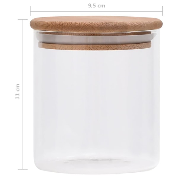 vidaXL Förvaringsburkar i glas med bambulock 6 st 600 ml Transparent