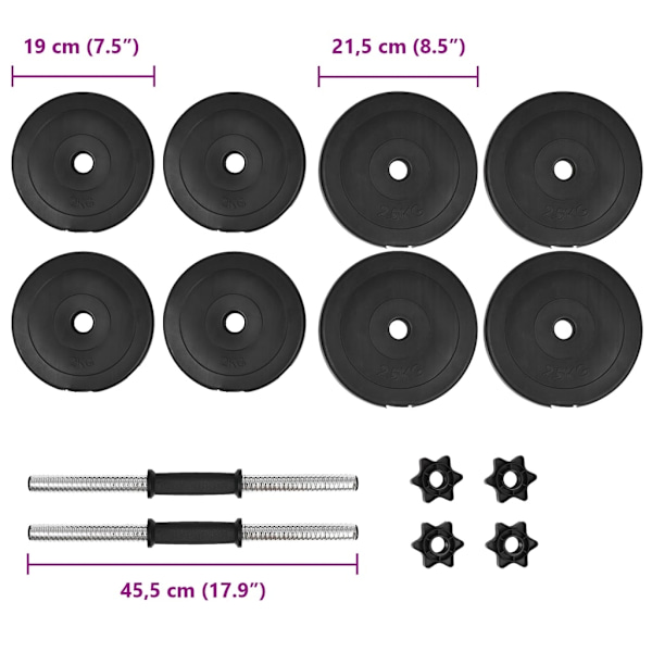 vidaXL Hantelset 14 delar 20 kg