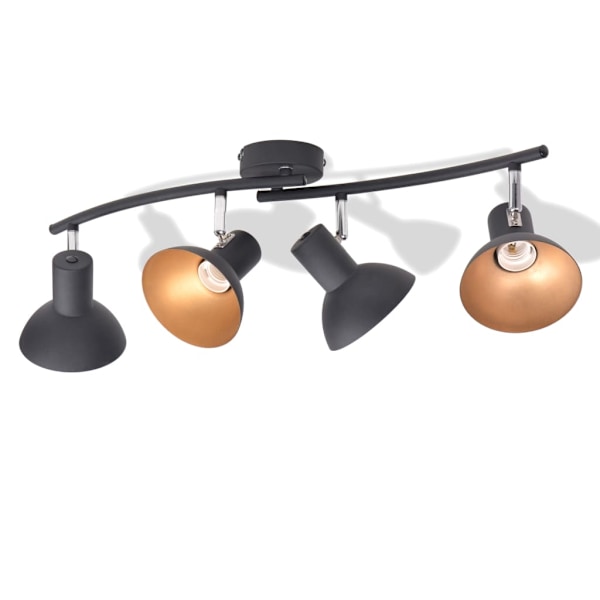 vidaXL Taklampa för 4 lampor E27 svart och guld multifärg