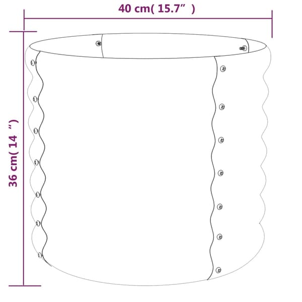 vidaXL Planteringskruka pulverlackerat stål 40x40x36 cm silver Silver