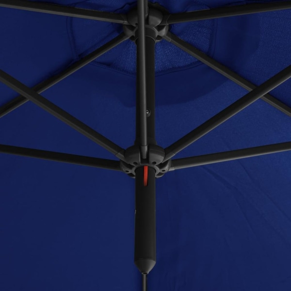 vidaXL Dubbelt parasoll med stålstång azurblå 600 cm Blå