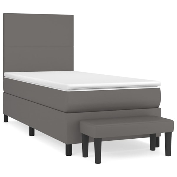 vidaXL Ramsäng med madrass grå 90x190 cm konstläder Grå