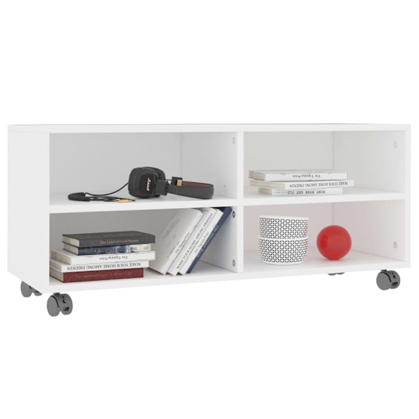 vidaXL Tv-bänk med hjul vit 90x35x35 cm konstruerat trä Vit