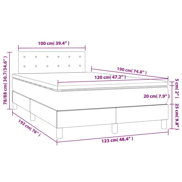 vidaXL Ramsäng med madrass mörkblå 120x190 cm sammet Blå