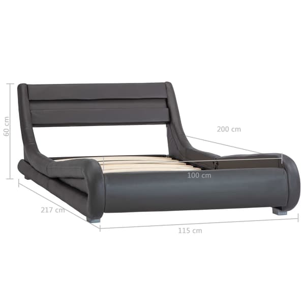 vidaXL Sängram med LED grå konstläder 100x200 cm grå