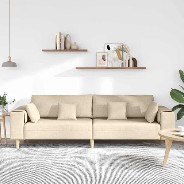 vidaXL Soffa Kräm 250 x 77 x 76 cm tyg Grädde