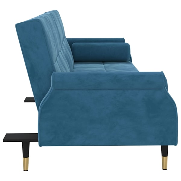 vidaXL Bäddsoffa med dynor blå sammet Blå