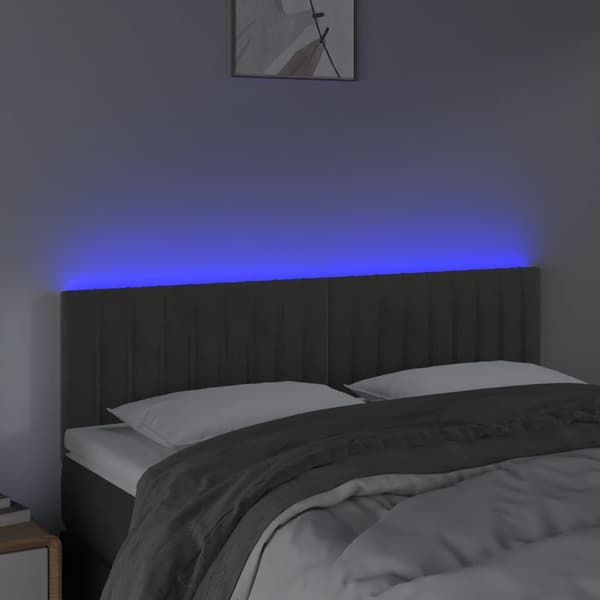 vidaXL Sänggavel LED mörkgrå 144x5x78/88 cm sammet Grå