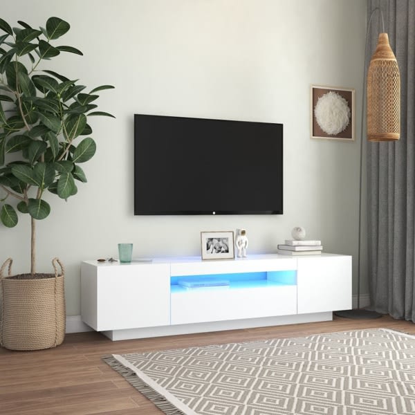 vidaXL TV-bänk med LED-belysning vit 160x35x40 cm Vit