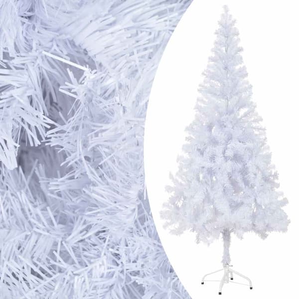vidaXL Belyst plastgran med kulor 180 cm 620 grenar Vit