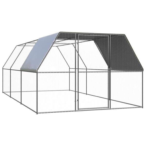 vidaXL Hönsbur för utomhusbruk 3x6x2 m galvaniserat stål Silver
