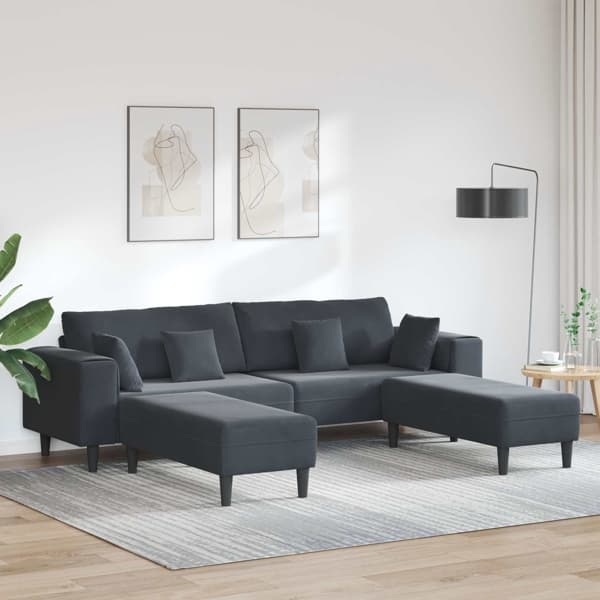 vidaXL Soffa 3 pcs Mörkgrå 250 x 188 x 76 cm Sammet Grå