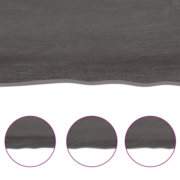 vidaXL Bänkskiva badrum mörkbrun 60x40x(2-6) cm behandlat massivt trä Grå