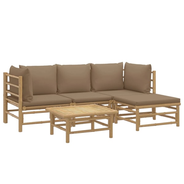 vidaXL Loungegrupp 5 delar taupe dynor bambu Brun
