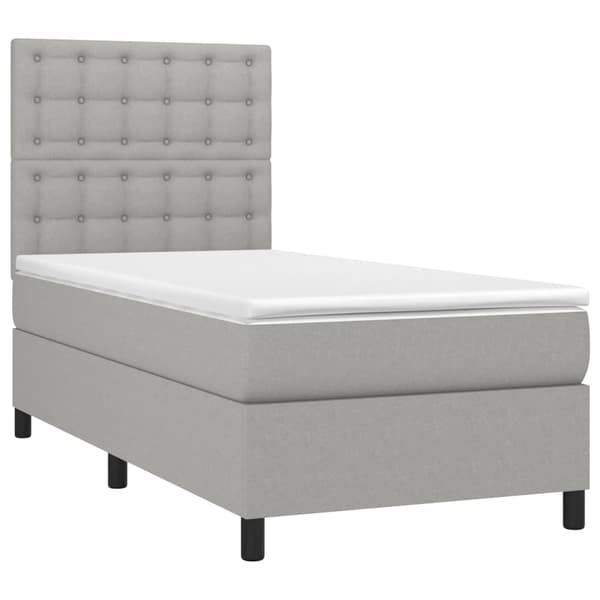 vidaXL Ramsäng med madrass ljusgrå 90x190 cm tyg Grå