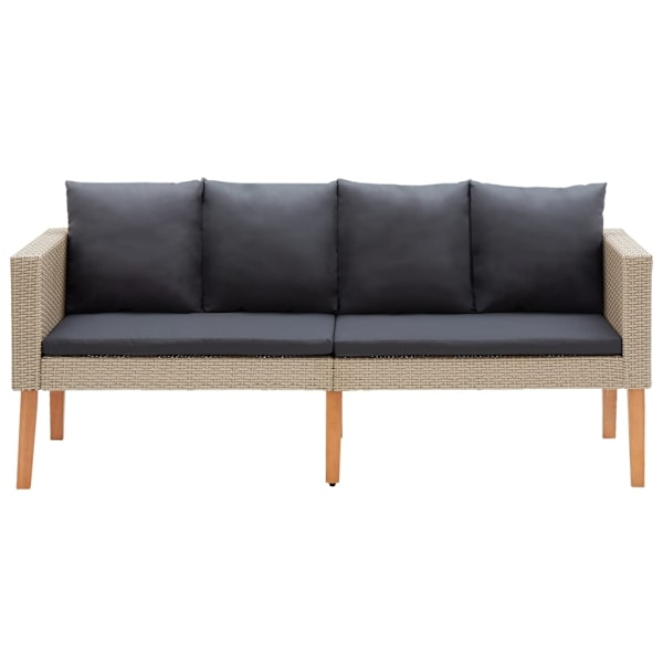 vidaXL Trädgårdssoffa 2-sits med dynor konstrotting beige Beige