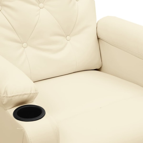 vidaXL Massagefåtölj med uppresningshjälp gräddvit konstläder Creme