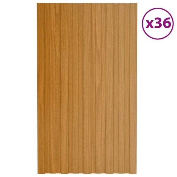 vidaXL Takprofiler 36 st galvaniserat stål  ljust trä 80x45 cm Light wood