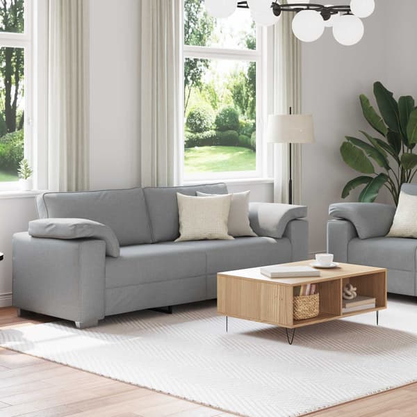 vidaXL Soffa 2 st Ljusgrå tyg Grå