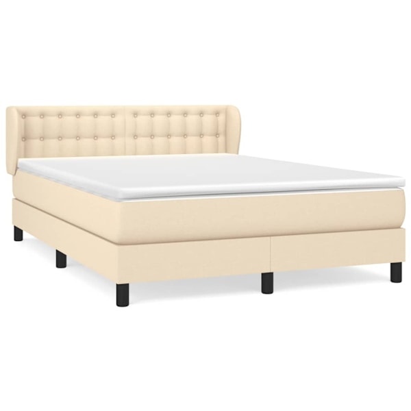 vidaXL Ramsäng med madrass gräddvit 140x190 cm tyg Kräm