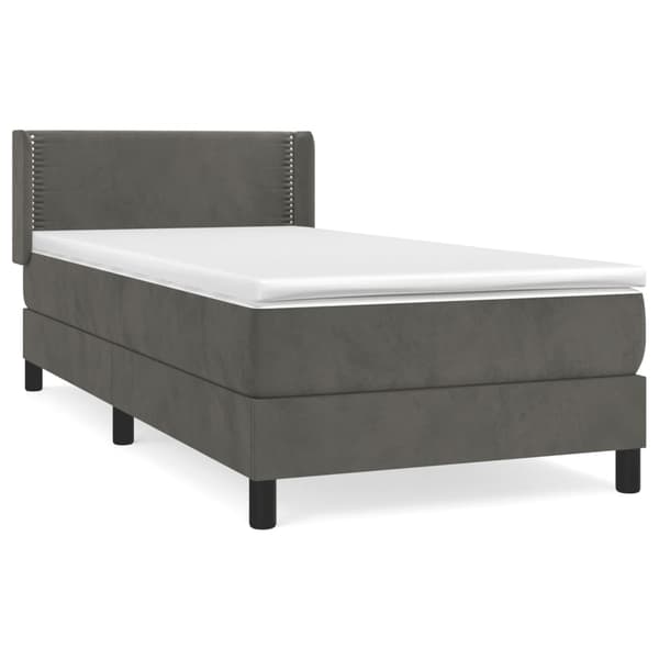 vidaXL Ramsäng med madrass mörkgrå 100x200 cm sammet Grå